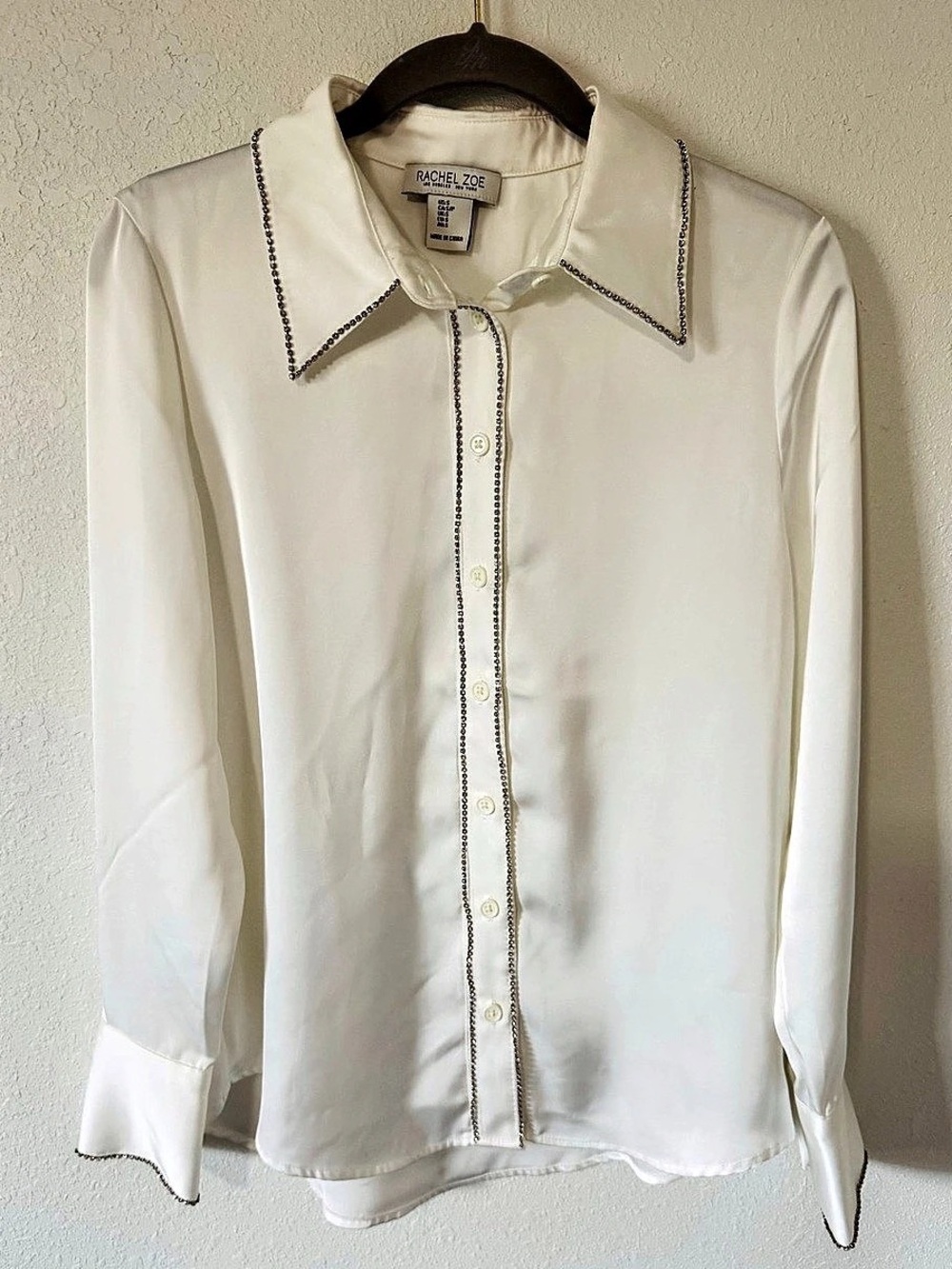 Rachel Zoe Embellished Button Down in White Small Like New